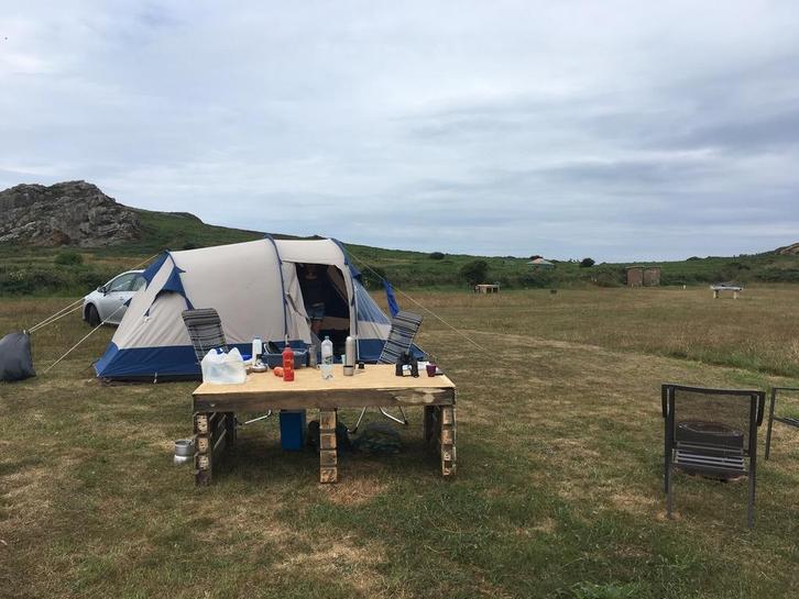 3 persoons tent met luifel/voortent blauw/grijs, Caravans en Kamperen, Tenten, tot en met 3, Gebruikt, Ophalen of Verzenden