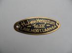 Oldtimerrijwiel spatbordplaatje H.J.van Hengstum Bussum., Verzenden, Gebruikt, Gebruiksvoorwerp