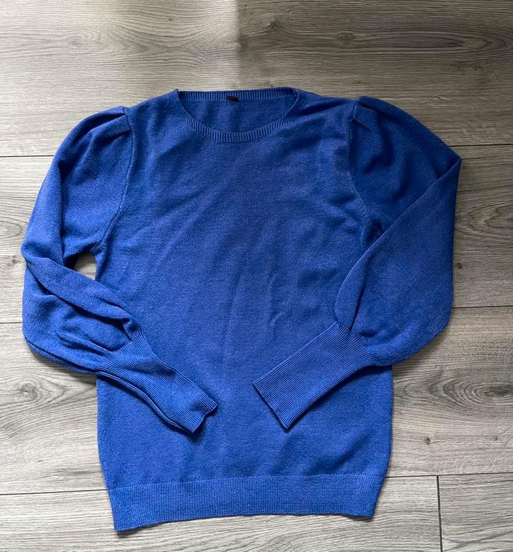 Kobaltblauwe trui met pofmouwen - maat L, Kleding | Dames, Truien en Vesten, Zo goed als nieuw, Ophalen of Verzenden