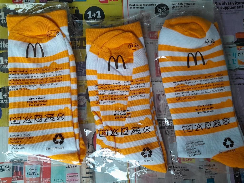McDonalds Sokken Maat 37-40 en 41-44, Ophalen of Verzenden, Nieuw, Overige maten, McDonalds