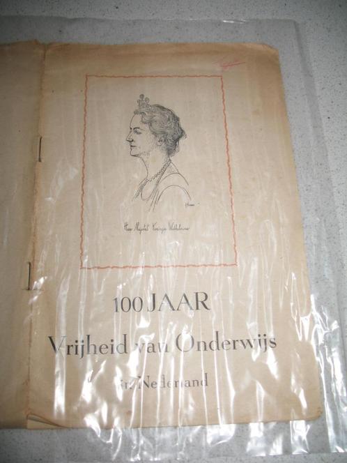 Zeldzaam Documentje 100 Jaar Vrijheid van Onderwijs Vintage, Antiek en Kunst, Curiosa en Brocante, Ophalen of Verzenden