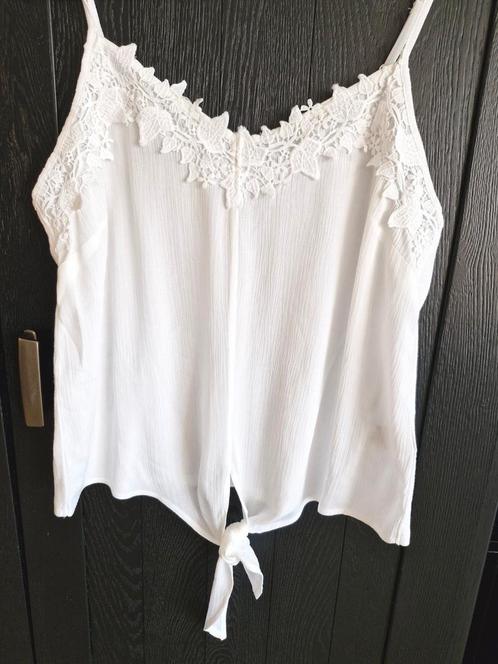 YEST TOP india katoen / linnen wit kant XL 42 44 spaghetti, Kleding | Dames, Tops, Zo goed als nieuw, Maat 42/44 (L), Wit, Zonder mouw