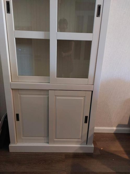 vitrine kast, wit,, Huis en Inrichting, Kasten | Buffetkasten, Gebruikt, 200 cm of meer, 50 tot 100 cm, 25 tot 50 cm, Met deur(en)