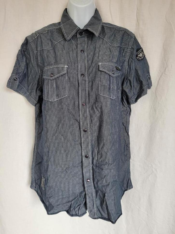 Stoer overhemd mt L merk Hallinger, Kleding | Heren, Overhemden, Zo goed als nieuw, Halswijdte 41/42 (L), Blauw, Ophalen of Verzenden