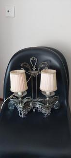 Vintage Wandschemerlamp met Kristallen, Ophalen, Gebruikt, Glas, Vintage