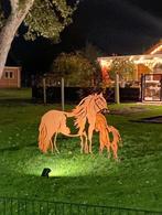 Cortenstaal tuinornament Shetlandpony met veulen, Dierenbeeld, Mijn Staal, Nieuw, Ophalen of Verzenden
