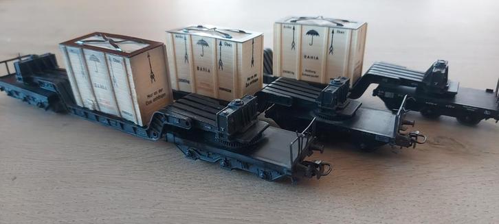 3 Märklin DB kuilwagens met Bahiakisten artnr 4618, Hobby en Vrije tijd, Modeltreinen | H0, Zo goed als nieuw, Wagon, Wisselstroom