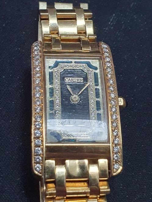 Vitage horloge cartier 18 kr 750 met briljanten jaren 90, Sieraden, Tassen en Uiterlijk, Horloges | Heren, Zo goed als nieuw, Polshorloge