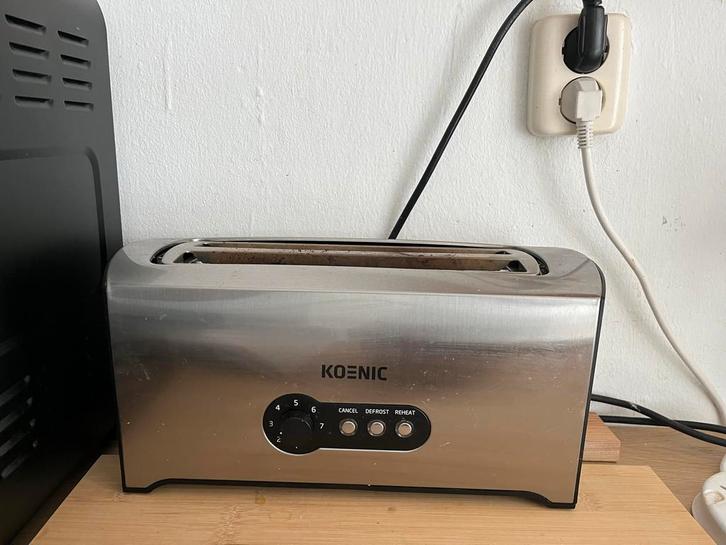 Koenic Broodrooster - Zilver, Witgoed en Apparatuur, Broodroosters, Gebruikt, Uitneembare kruimellade, Ophalen of Verzenden