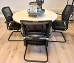 Vergader/kantoortafel met 4 stoelen!, Ophalen, Gebruikt, Zwart, Vier