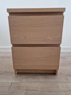 LADEKAST MALM WIT EIKENFINEER 40x55, Ophalen, Minder dan 50 cm, 1 of 2 laden, Eikenhout