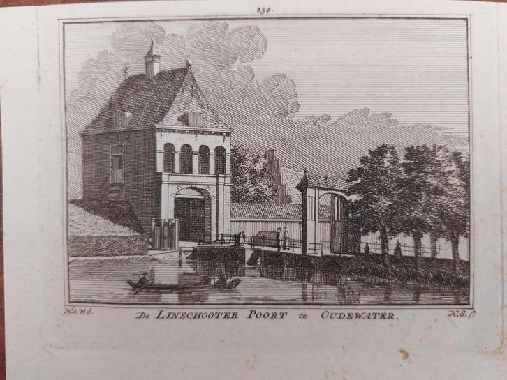254 / De Linschooter Poort te Oudewater, Antiek en Kunst, Kunst | Etsen en Gravures, Ophalen of Verzenden