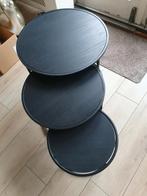 set 3 ronde zwarte nesttafels/ salontafels, Huis en Inrichting, Tafels | Bijzettafels, Ophalen, Minder dan 45 cm, Minder dan 55 cm