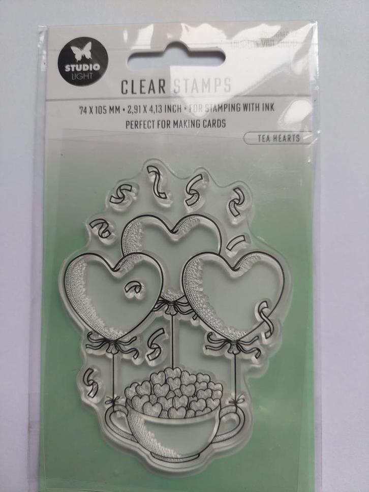Nieuw Clearstamps Studio Light Tea Hearts, Hobby en Vrije tijd, Stempelen, Nieuw, Clearstamp, Ophalen