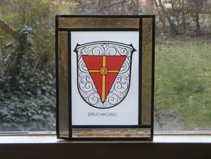 Gebrandschilderd Bruchköbel Germany raamhanger glas-in-lood, Antiek en Kunst, Antiek | Glas en Kristal, Ophalen of Verzenden