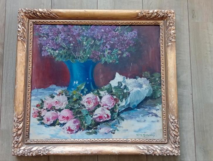 Bloemenboeket- olie op doek - Rémy Havermans, Antiek en Kunst, Kunst | Schilderijen | Klassiek, Ophalen