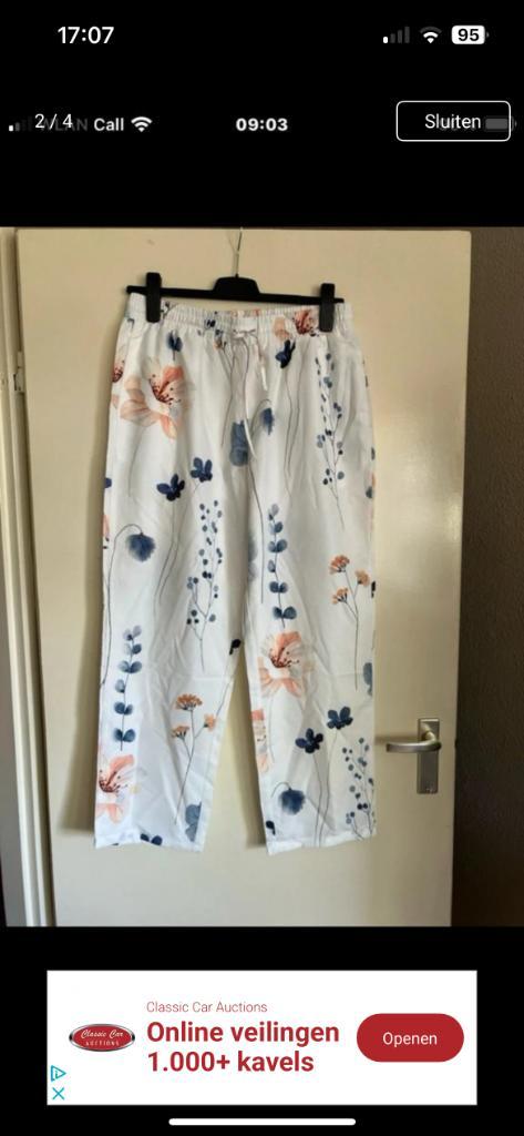 mooie witte gebloemde zomerbroek Chicme 42/44  nieuw, Kleding | Dames, Broeken en Pantalons, Nieuw, Maat 46/48 (XL) of groter