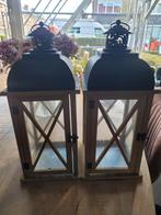 Set van 2 Houten Lantaarns, Huis en Inrichting, Woonaccessoires | Kandelaars en Kaarsen, Ophalen