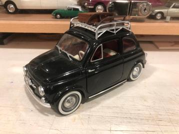 1:18 Fiat Classic 500 Met dokkoffer Solido Zwart beschikbaar voor biedingen