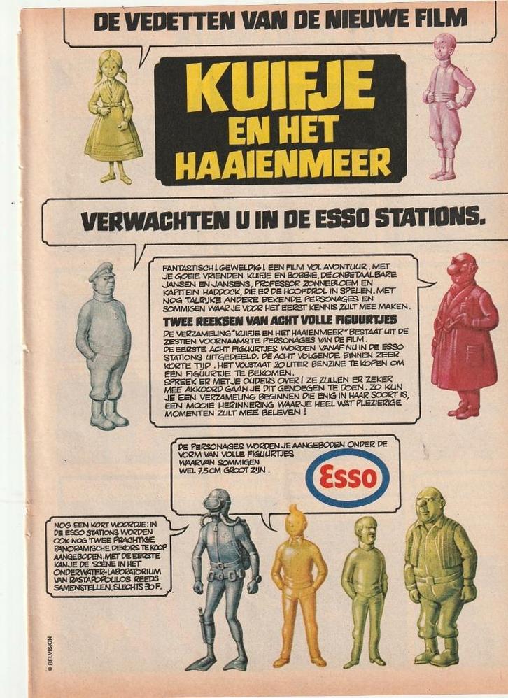 Retro reclame 1970 Esso tankstation Kuifje poppetjes, Verzamelen, Retro, Overige typen, Verzenden