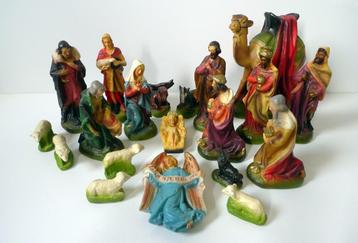 Antieke/oude gipsen kerstgroep 20-delig jaren 20/30 beschikbaar voor biedingen
