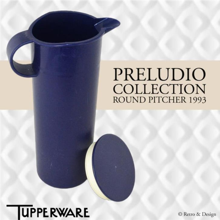 Tupperware Preludio Pitcher, Schenkkan – Donkerblauw (1993), Huis en Inrichting, Woonaccessoires | Overige, Gebruikt, Verzenden