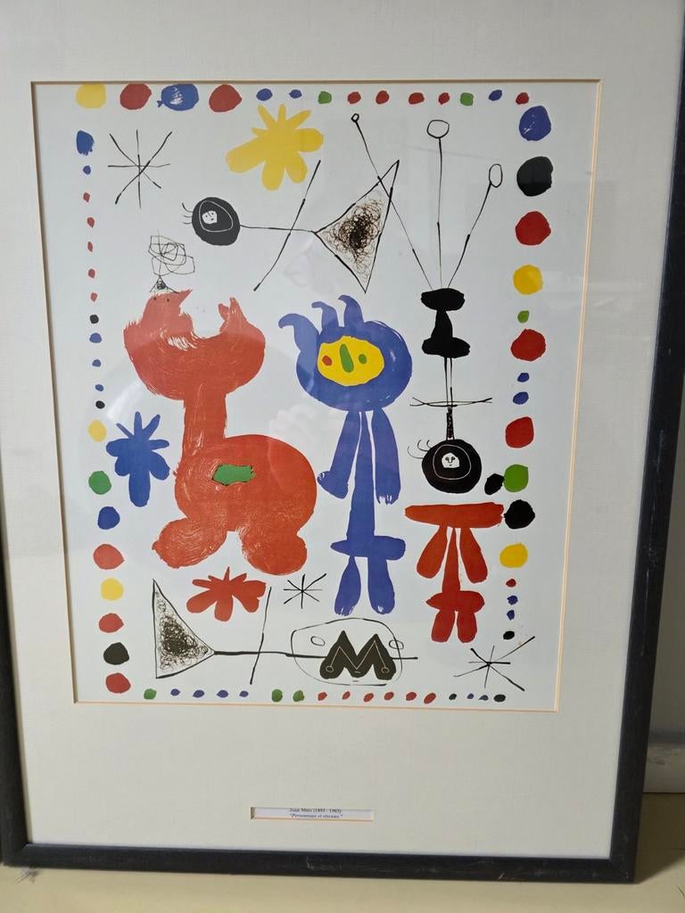 4 Ingelijste Litho's Joan Miró, Antiek en Kunst, Kunst | Litho's en Zeefdrukken, Ophalen
