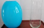Vazen blauw glas en kristal geëtst helder glas Vanaf € 20,00, Ophalen of Verzenden
