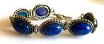 Prachtige armband gezet met grote cabochon Lapis Lazuli, Sieraden, Tassen en Uiterlijk, Armbanden, Staal, Nieuw, Met edelsteen