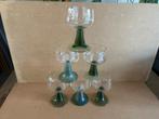 Roemer glazen met groene ribbel voet 6 stuks, Ophalen