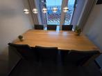 Massief Eiken Eettafel met 6 Stoelen, Gebruikt, 100 tot 150 cm, Eikenhout, 200 cm of meer
