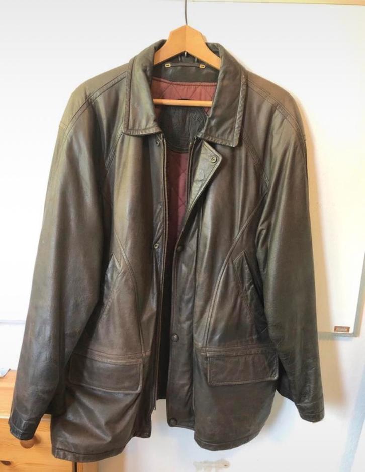 Vintage Leren Winterjas Vincistar USA - Maat L, Kleding | Heren, Jassen | Winter, Gedragen, Maat 52/54 (L), Bruin, Ophalen of Verzenden