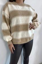 By clara paris striped knit / gebreide trui one size *NIEUW*, Nieuw, Beige, Maat 38/40 (M), Ophalen of Verzenden