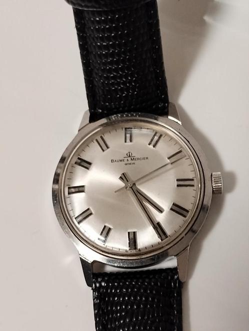 Vintage Baume & Mercier heren horloge, Sieraden, Tassen en Uiterlijk, Horloges | Heren, Gebruikt, Overige merken, Staal, Leer
