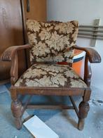 VINTAGE- Mooie klassiek houten stoel met stoffen bekleding, Ophalen, Minder dan 75 cm, Stof, 50 tot 75 cm