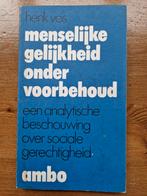 Henk Vos, Menselijke gelijkheid onder voorbehoud, Ophalen of Verzenden, Zo goed als nieuw