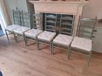 6 Olijfgroene Houten Eetkamerstoelen met Kussens, Ophalen, Hout, Overige kleuren, Vijf, Zes of meer stoelen