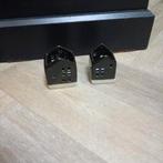 Set van 2 zwarte huisjes kandelaars, Overige materialen, Wit, Ophalen of Verzenden, Zo goed als nieuw