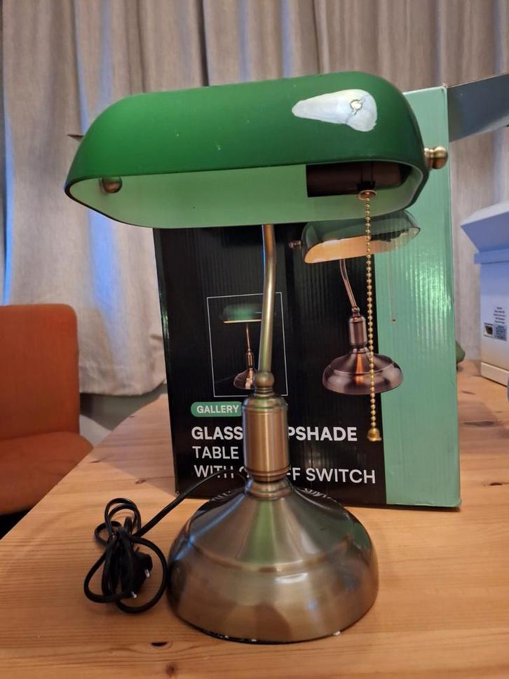 Prachtige Retro Bankierslamp / Bureaulamp, Huis en Inrichting, Lampen | Tafellampen, Minder dan 50 cm, Ophalen of Verzenden
