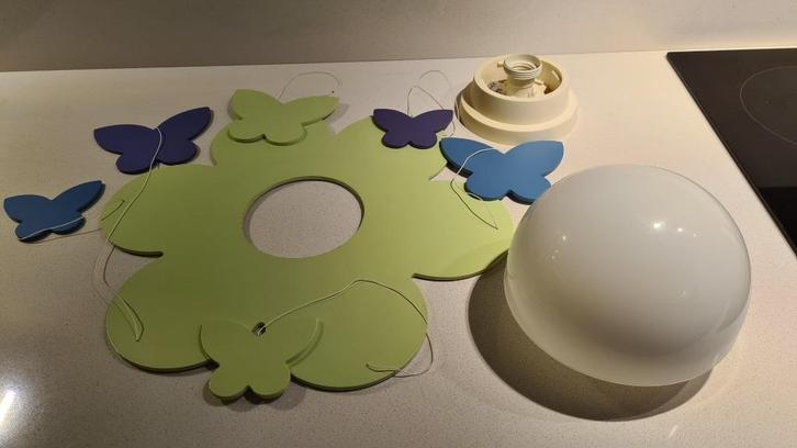 Massive Vlinder Plafonnière groen, Huis en Inrichting, Lampen | Plafondlampen, Zo goed als nieuw, Glas, Hout, Kunststof, Ophalen