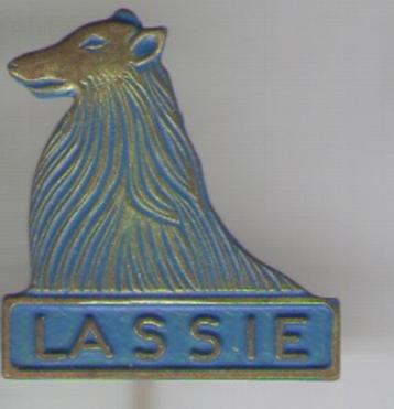 Lassie TV / stripfiguur blauw op koper speldje ( S_090 ) beschikbaar voor biedingen