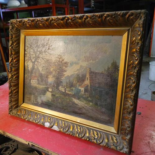 schilderij op doek ,getekend (vrij oud +50j)(inboedel), Antiek en Kunst, Kunst | Schilderijen | Klassiek, Ophalen