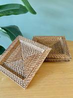4 vintage rotan borden onderborden, Ophalen of Verzenden, Gebruikt, Bord
