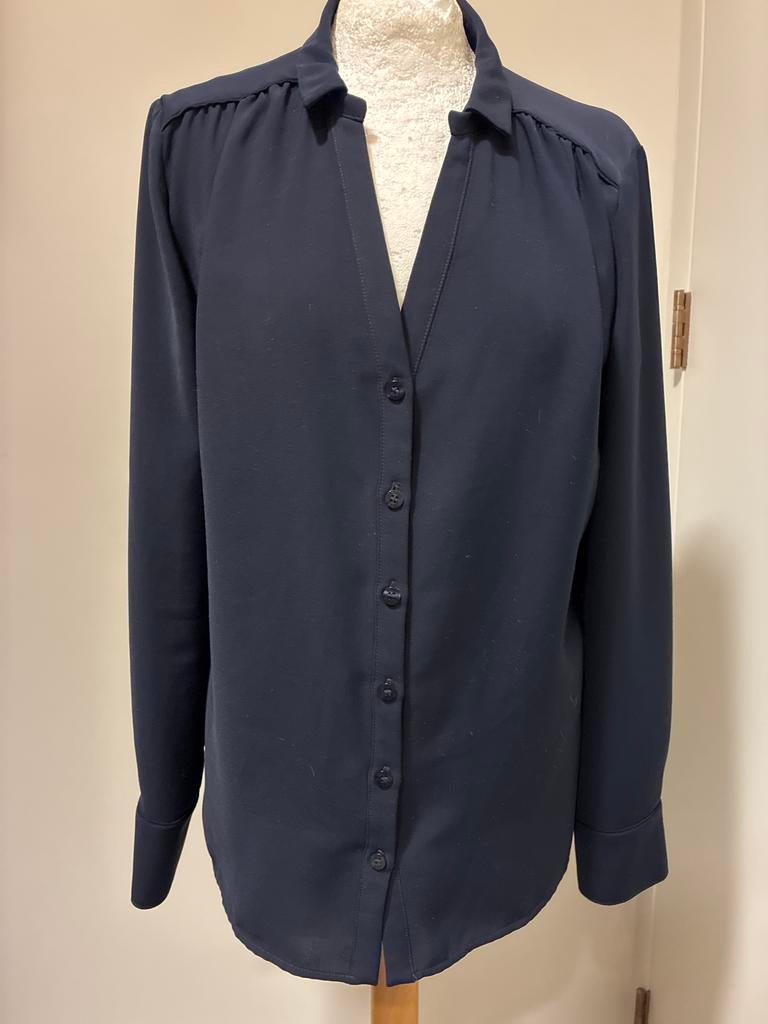 CVRD Mooie navy crêpe blouse - maat M, Kleding | Dames, Ophalen of Verzenden, Zo goed als nieuw, Maat 38/40 (M), Blauw