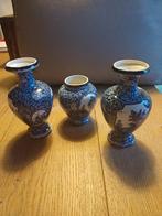 Oude blauwe vaasjes en kommetje, Ophalen of Verzenden