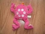 difrax kikker tweekleurig roze met stippen velours 20 cm met, Kinderen en Baby's, Speelgoed | Knuffels en Pluche, Ophalen of Verzenden