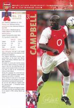 Sol Campbell Arsenal Londen 2001-2002 echte Arsenal card, Zo goed als nieuw, Poster, Plaatje of Sticker, Verzenden, Buitenlandse clubs