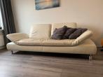Wit/créme leren bank, Huis en Inrichting, Banken | Sofa's en Chaises Longues, Ophalen, Driepersoons, Zo goed als nieuw, 200 tot 250 cm