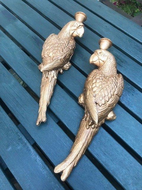 stel gietijzeren hang kandelaars, PAPEGAAIEN, Huis en Inrichting, Woonaccessoires | Kandelaars en Kaarsen, Zo goed als nieuw, Kandelaar