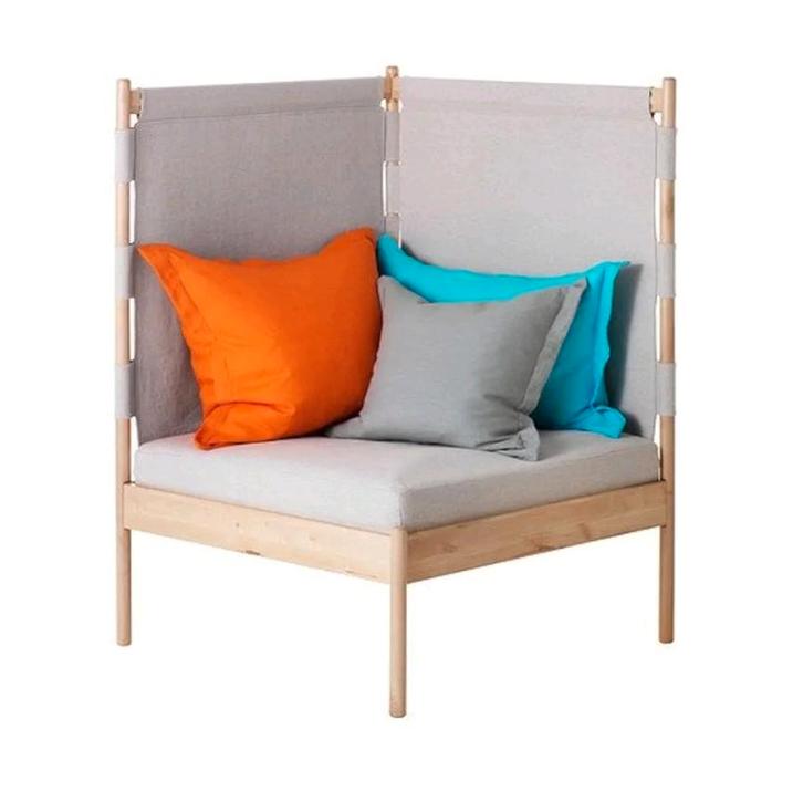 Ikea PS 2014 hoekstoel grijs met massief grenen , zgan, Huis en Inrichting, Stoelen, Zo goed als nieuw, Eén, Hout, Grijs, Ophalen